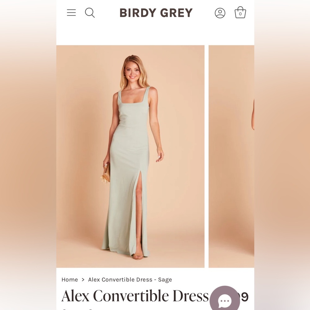 Birdy Grey Sage Green Crepe Alex Convertible Bridesmaid Dress Size XS